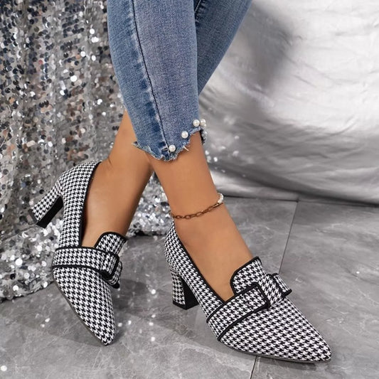 Pointed-Toe Block-Heel Pumps in Black - women's heels