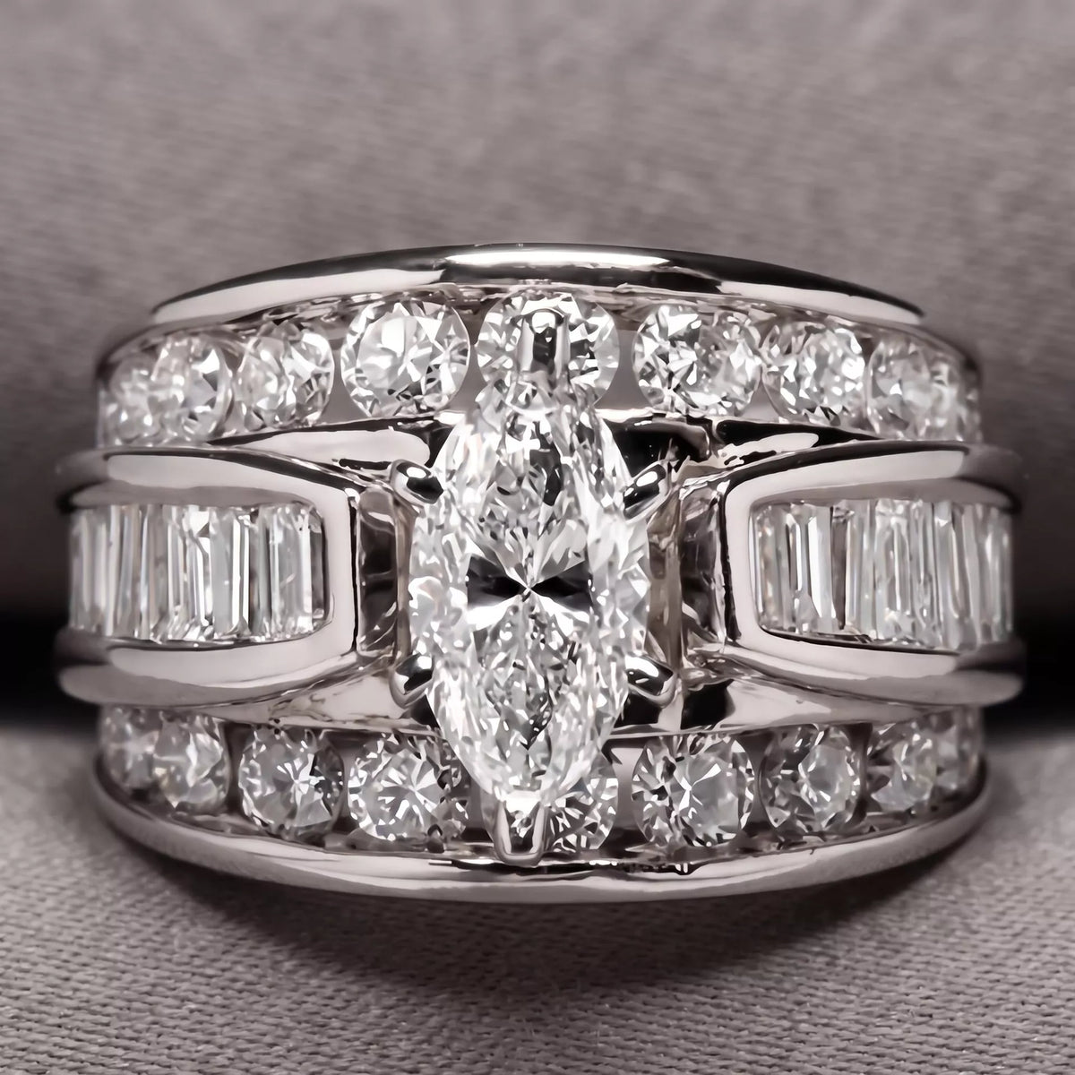 Alloy Zircon Wide Band Ring - alternate ring view