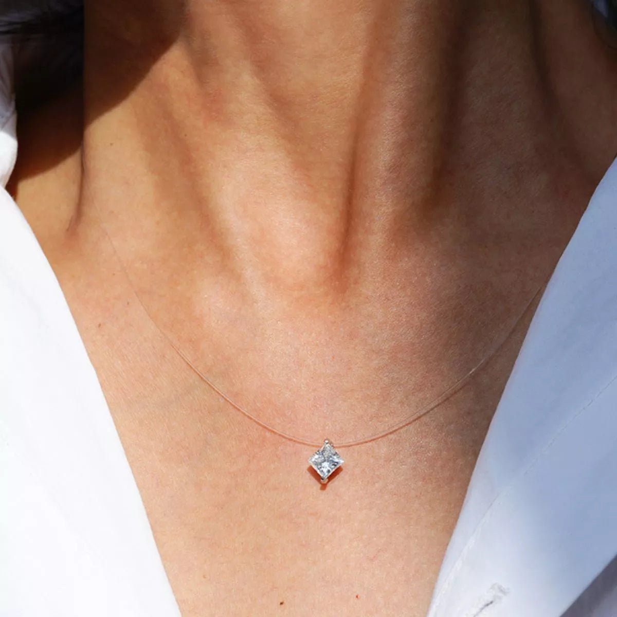 1 Carat Moissanite Sterling Silver Pendant Necklace in Silver - women's pendant necklace