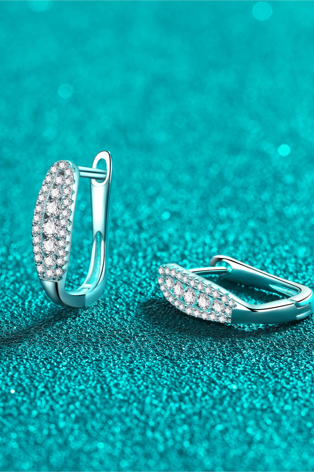 Moissanite Rhodium-Plated Earrings - alternate earring view