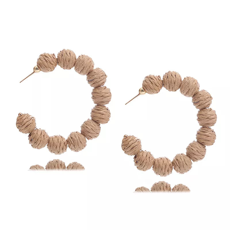 Raffia Grass C-Hoop Earrings in Red - women's hoop earrings