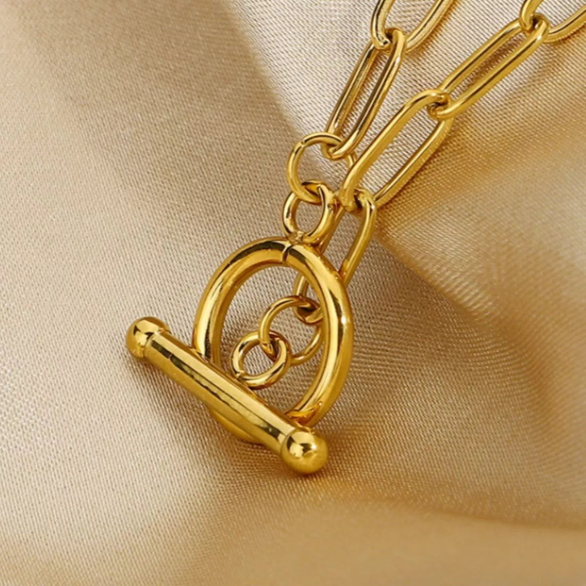 18K Gold-Plated Chain Link Toggle Clasp Necklace - alternate necklace view