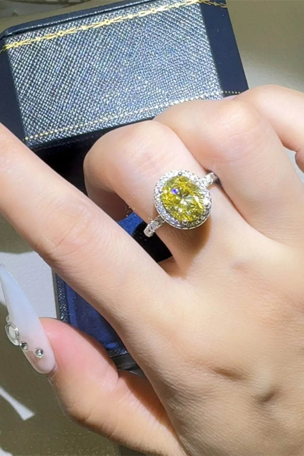 3 Carat Moissanite Sterling Silver Ring in Yellow - women's ring