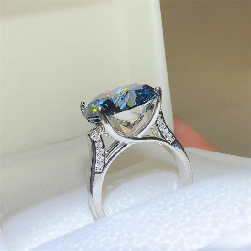 10 Carat Sterling Silver Moissanite Ring in Silver - women's ring