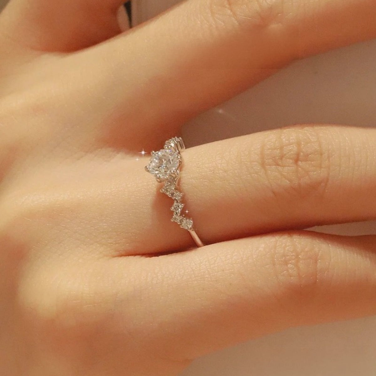 1 Carat Moissanite Sterling Silver Ring - alternate ring view