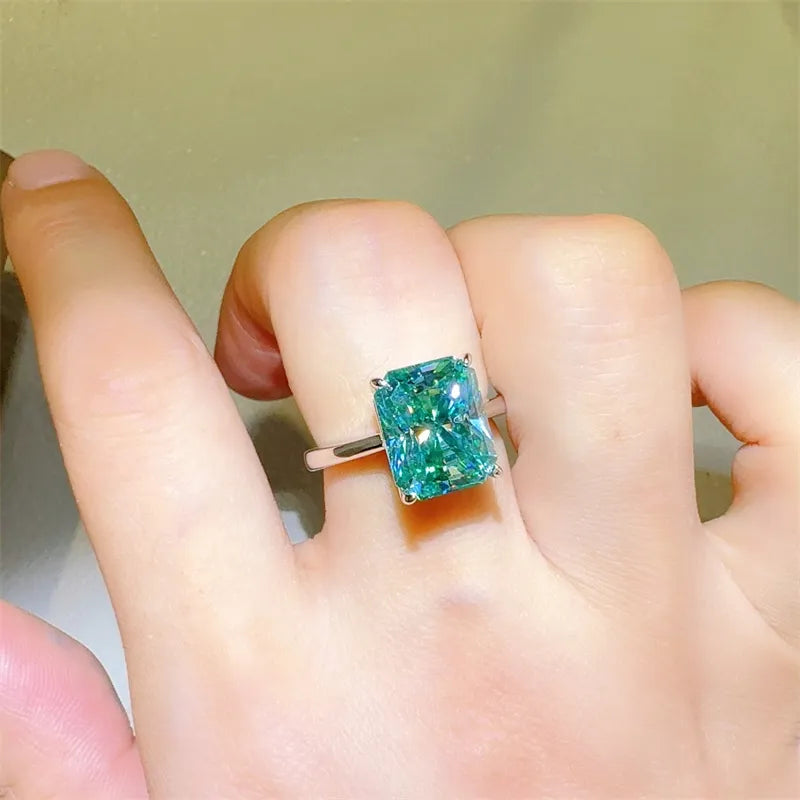 2 Carat Sterling Silver Moissanite Rectangle Ring in Silver - women's ring