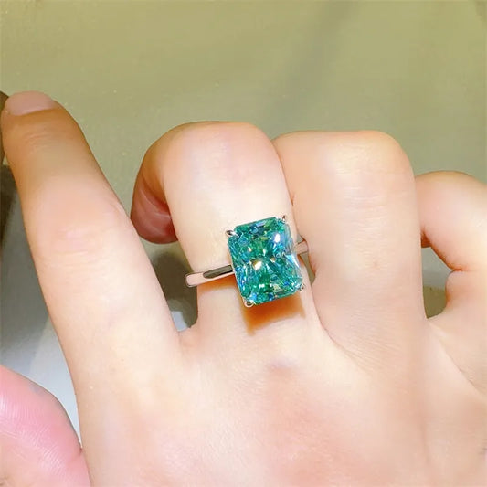 2 Carat Sterling Silver Moissanite Rectangle Ring in Silver - women's ring