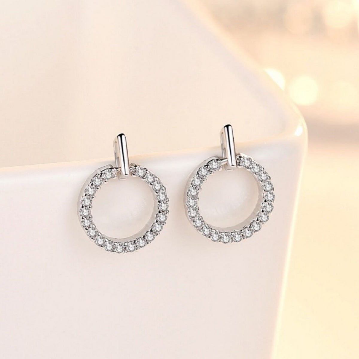 Sterling Silver Circle Stud Earrings - alternate earring view