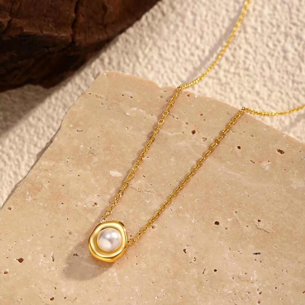 18K Gold-Plated Pearl Necklace - alternate necklace view