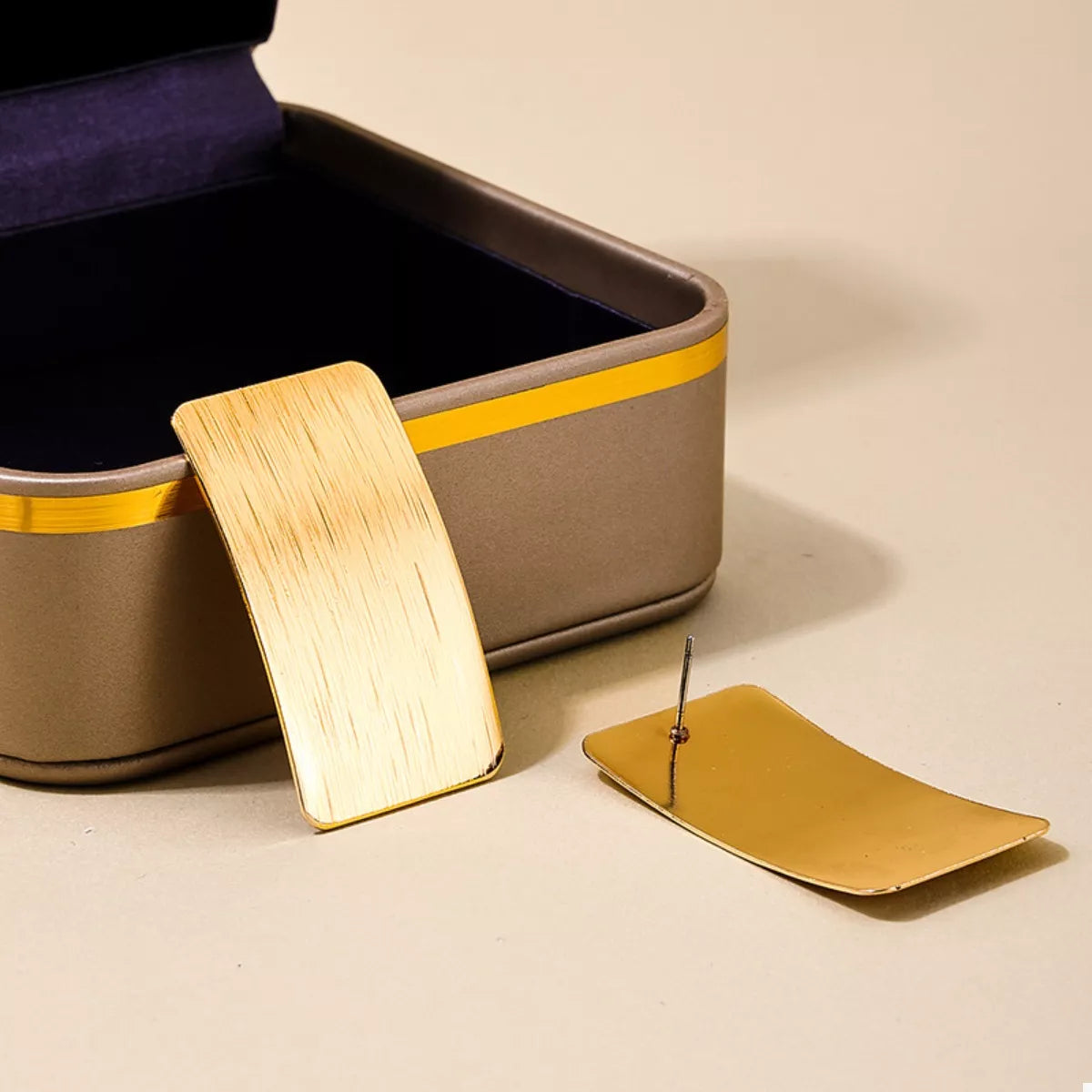 18K Gold-Plated Rectangle Earrings in Silver - women's earrings
