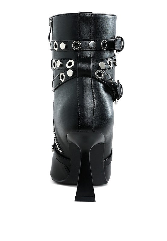 Eyelets Harness Ankle Boots