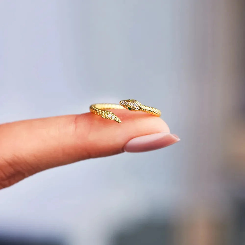 Snake Shape 18K Gold-Plated Bypass Ring - alternate ring view