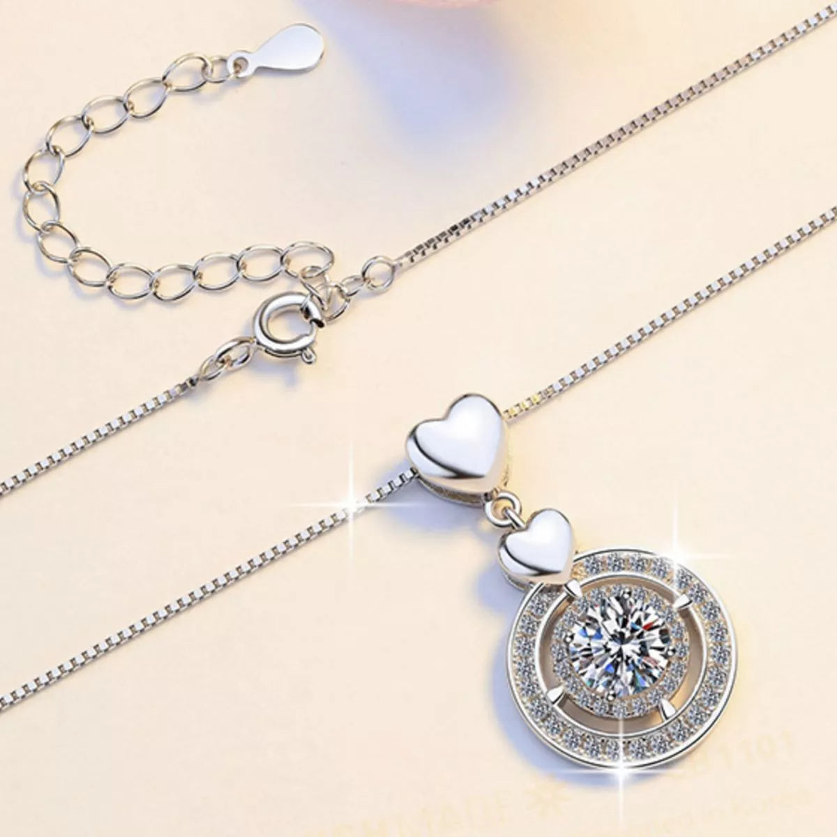 2 Carat Moissanite Sterling Silver Pendant Necklace - alternate necklace view