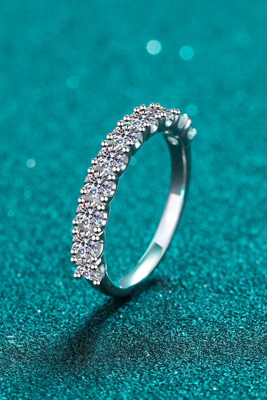 1 Carat Moissanite Half-Eternity Ring in Silver - women's ring