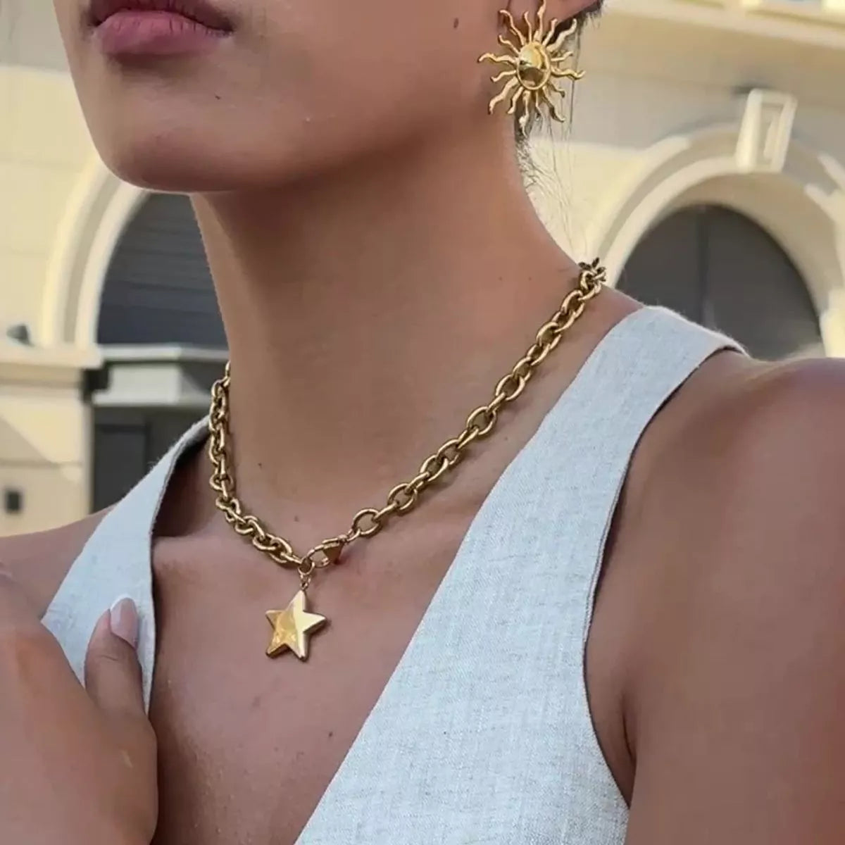 18K Gold-Plated Star Necklace - alternate necklace view
