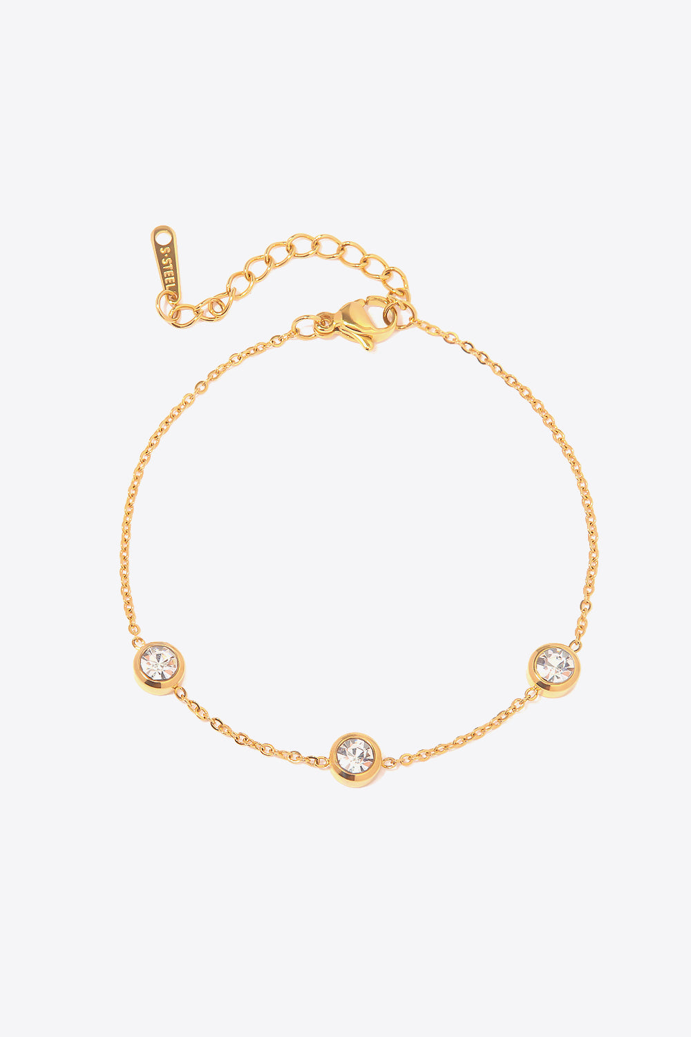 Inlaid Zircon Stainless Steel Bracelet in Gold - women's bracelet