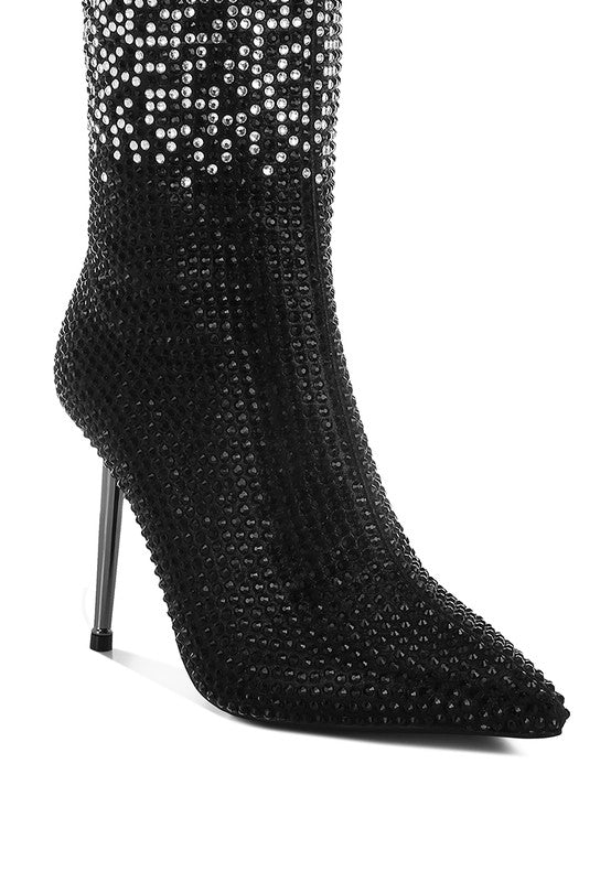 Shiny Rhinestone Studded Boots