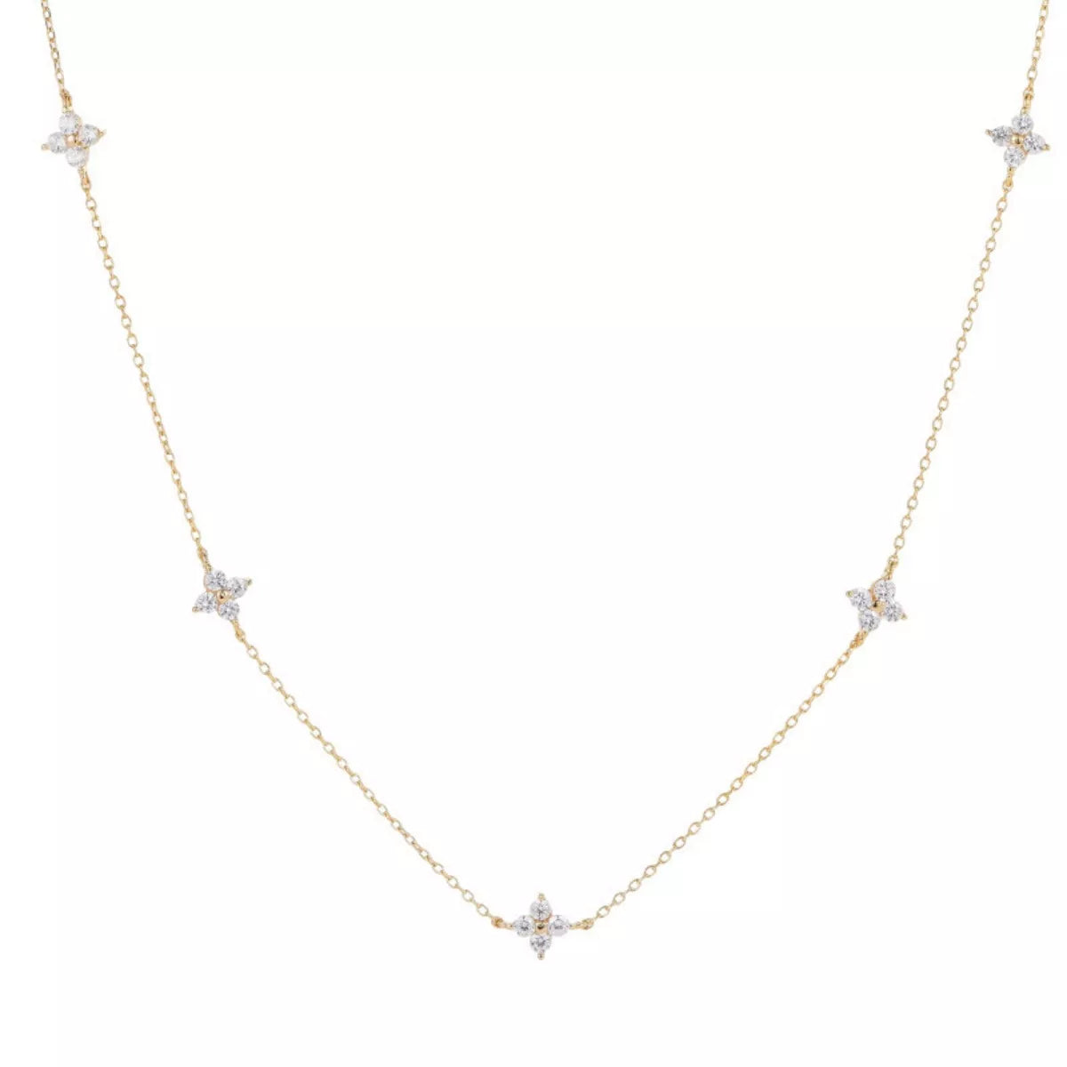 Sterling Silver Clover Charm Necklace - alternate necklace view
