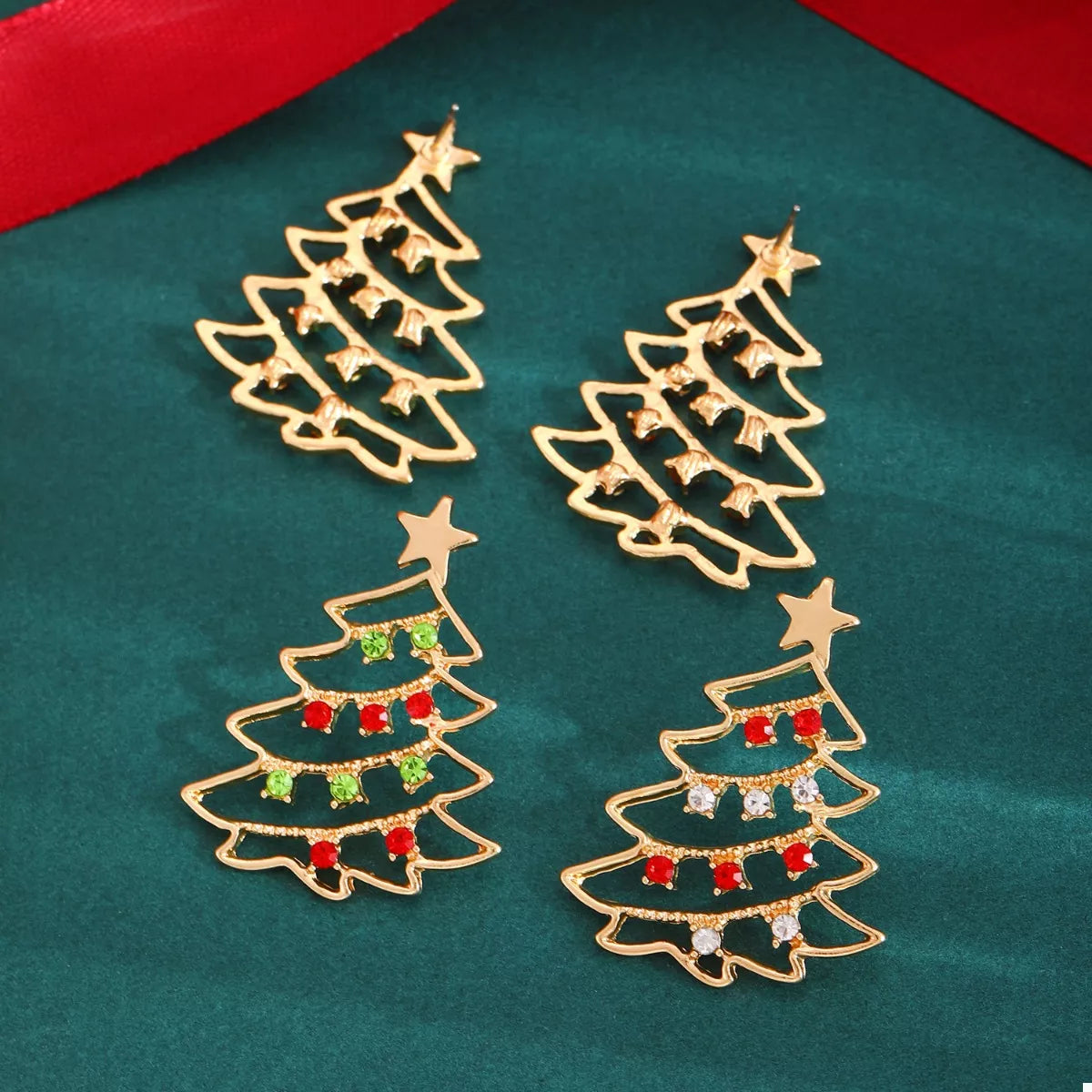 18K Gold-Plated Christmas Tree Earrings - alternate earring view