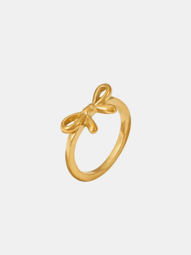 Stainless Steel Bow Ring in Gold - women's ring