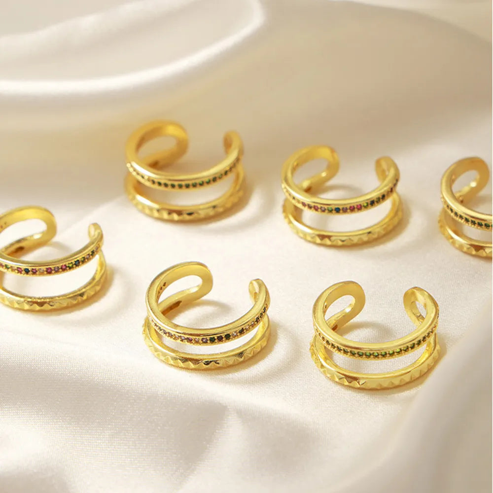 Gold-Plated Czech Diamond Double-Layered Ring - alternate ring view