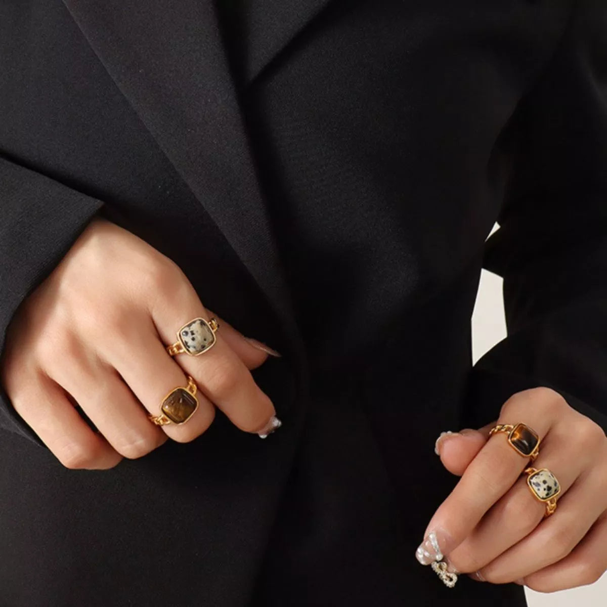 Tiger's Eye 18K Gold-Plated Ring - alternate ring view