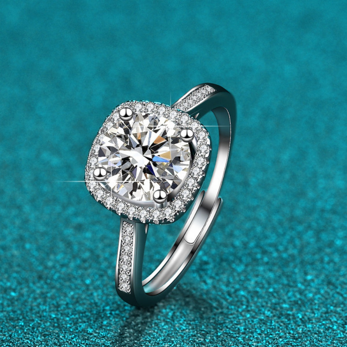 1 Carat Moissanite Sterling Silver Ring in Silver - women's ring