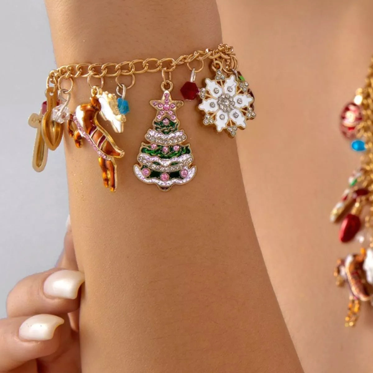 18K Gold-Plated Christmas Charm Bracelet - alternate jewelry view