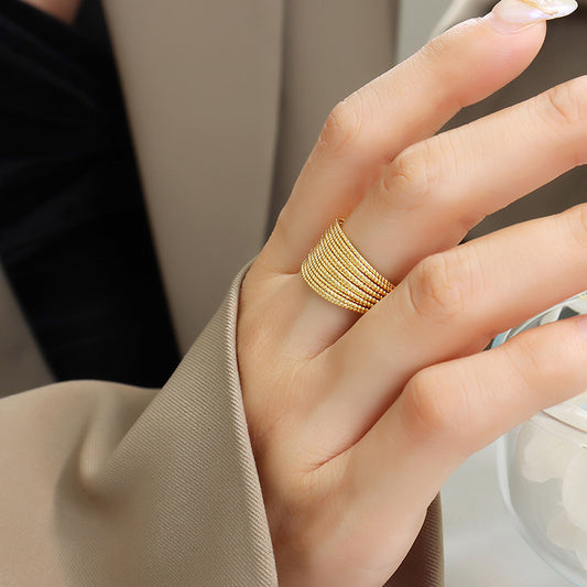 Titanium Steel Open Ring in Gold - women's open ring