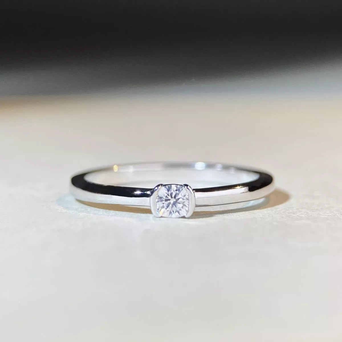 Sterling Silver Moissanite Ring in Silver - women's ring