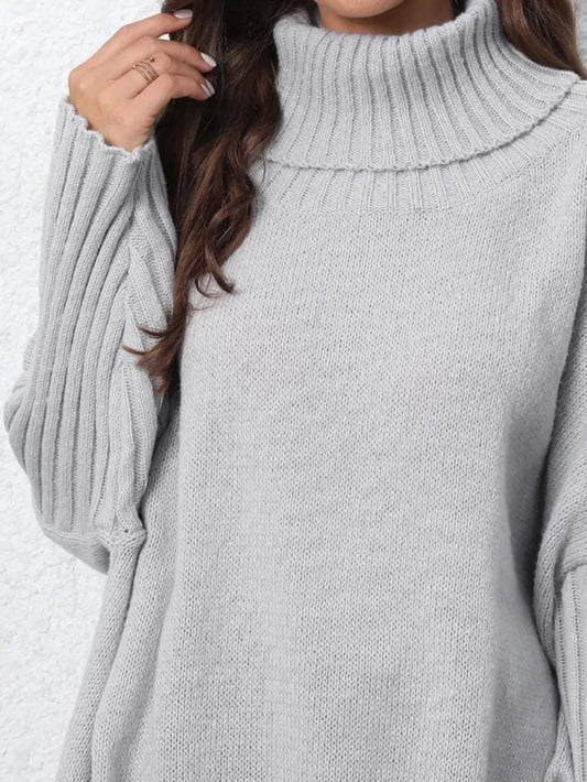 Turtleneck Long-Sleeve Sweater in Black - women's turtleneck sweater