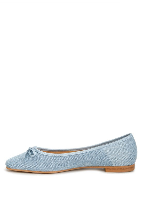 Detail Bow Denim Ballerinas