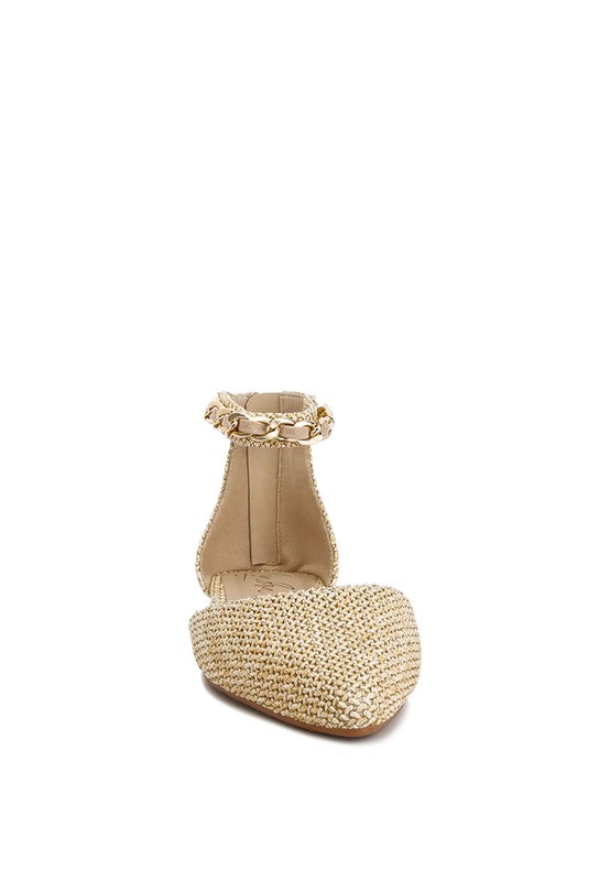 Raffia Chain Flat Sandals