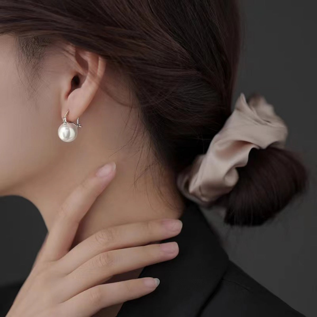 18K Gold-Plated Pearl Earrings in Silver - women's earrings