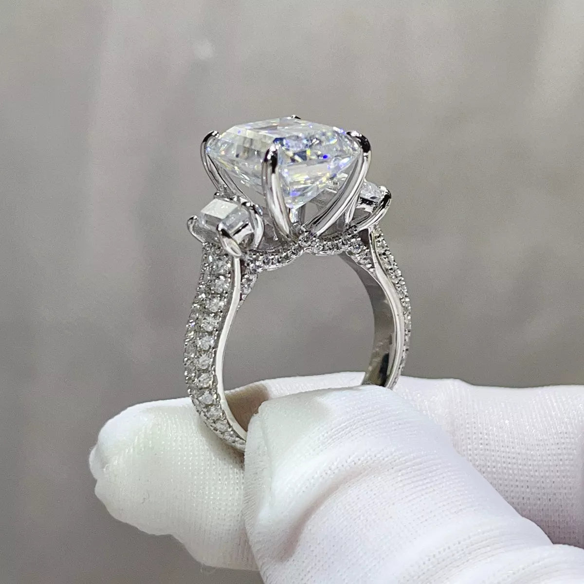 5 Carat Sterling Silver Moissanite Ring - alternate ring view