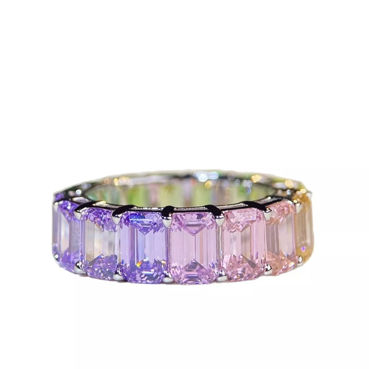 Sterling Silver Zircon Ring in Light Green - women's ring
