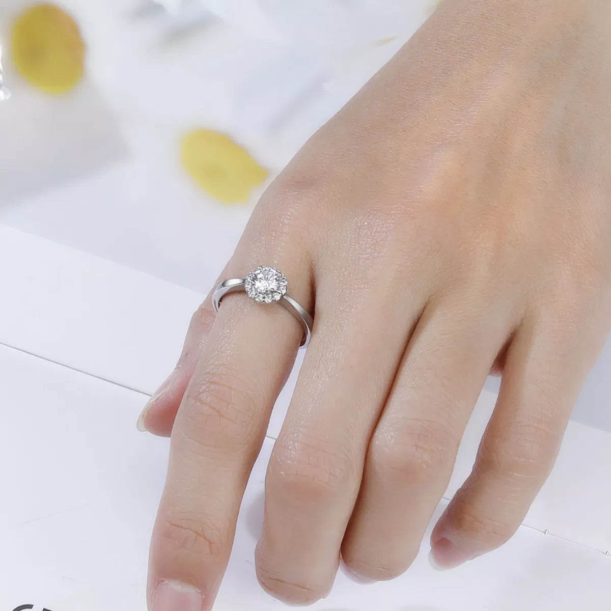 1 Carat Moissanite Sterling Silver Ring - alternate ring view