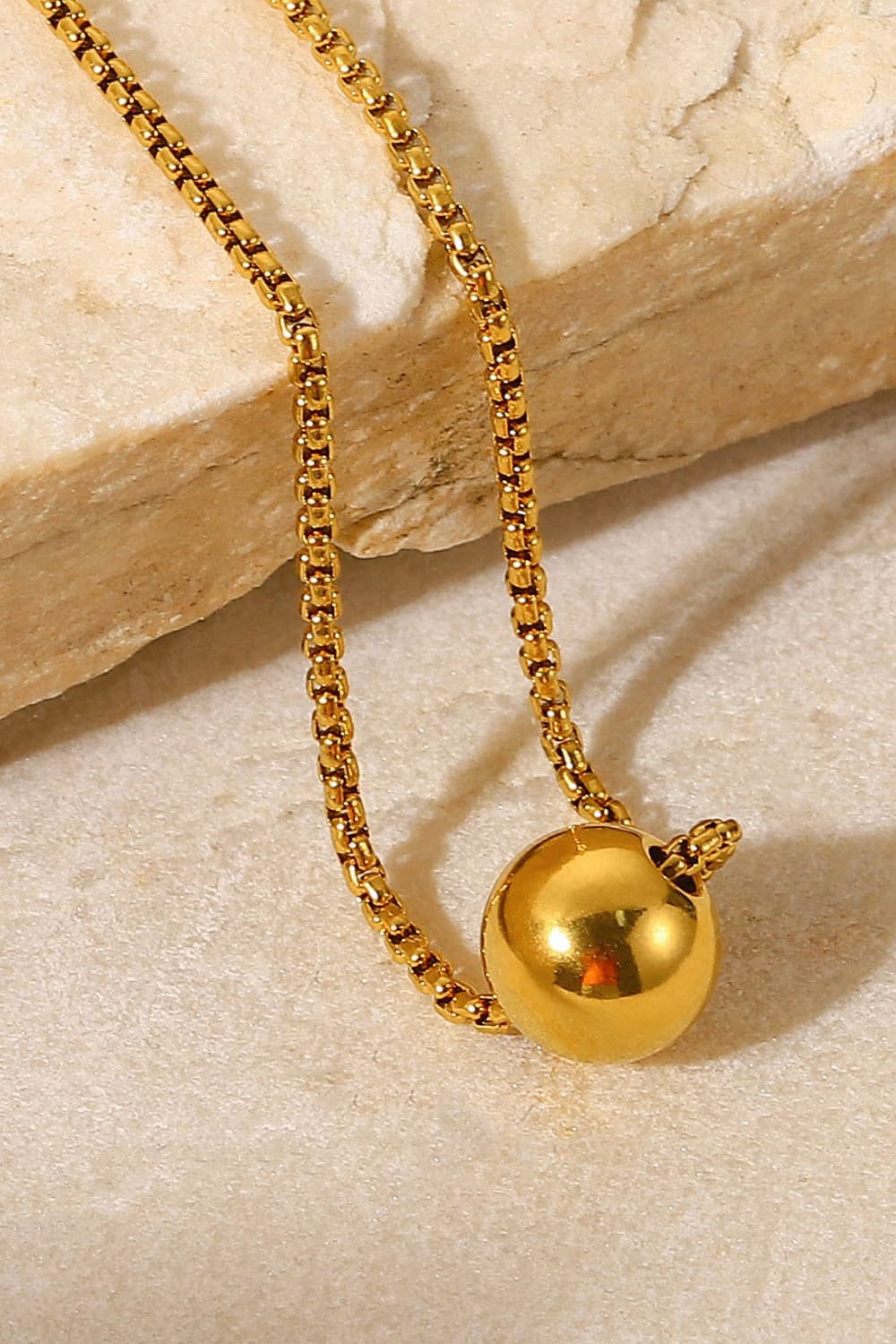 18K Gold-Plated Round Shape Pendant Necklace - alternate necklace view