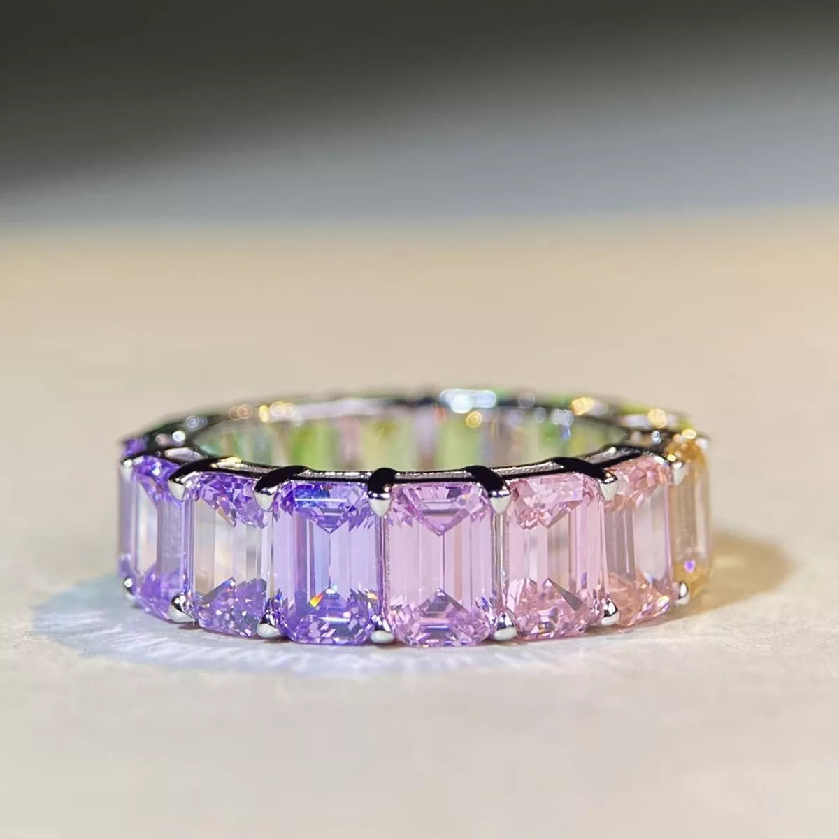 Sterling Silver Zircon Ring in Light Green - women's ring