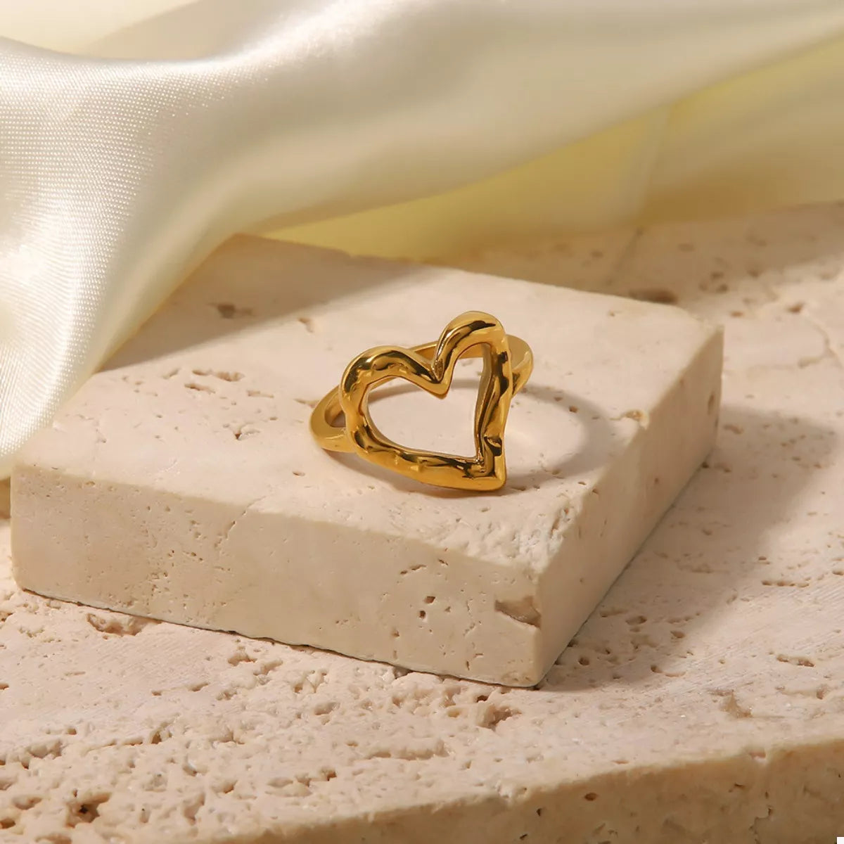 18K Gold-Plated Heart Ring in Gold - women's ring