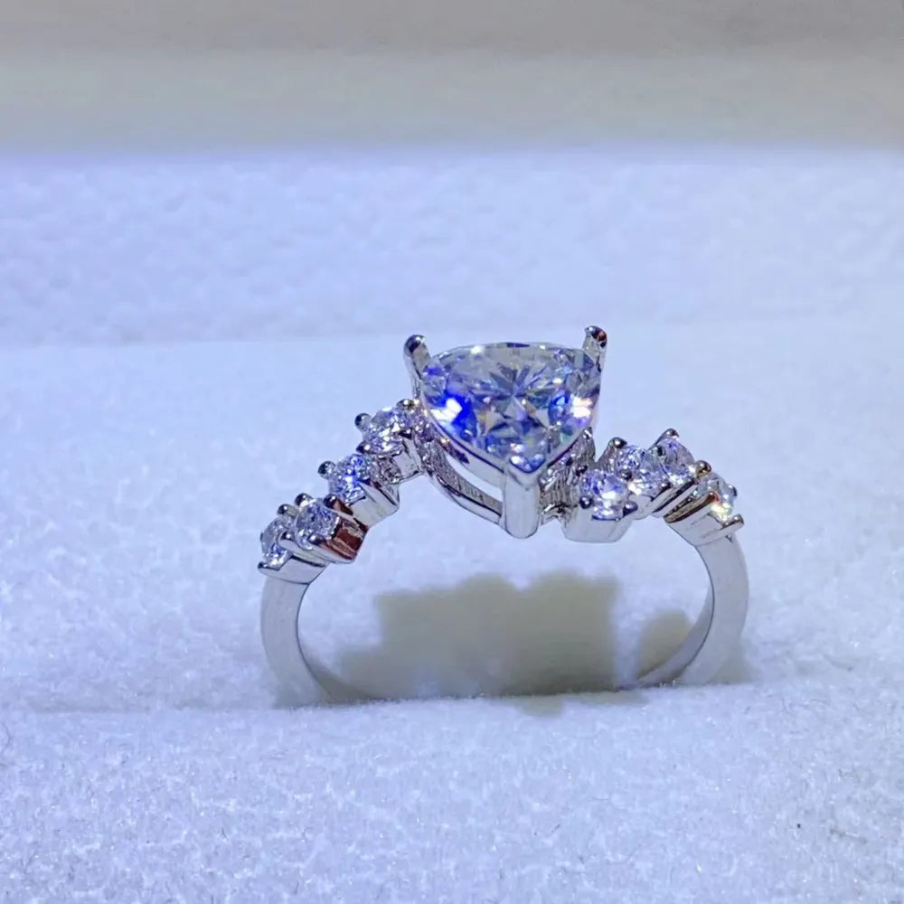 1 Carat Moissanite Sterling Silver Ring in Silver - women's ring