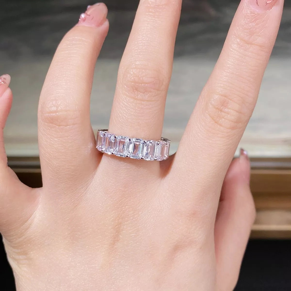 Sterling Silver Zircon Geometric Ring in Silver - women's ring