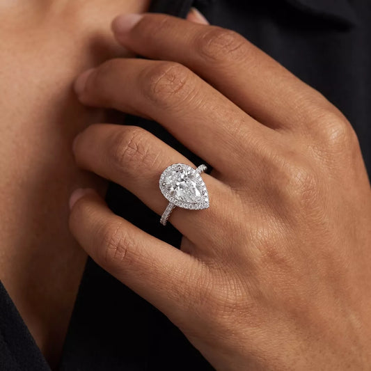 Alloy Zircon Teardrop Ring in Silver - women's ring