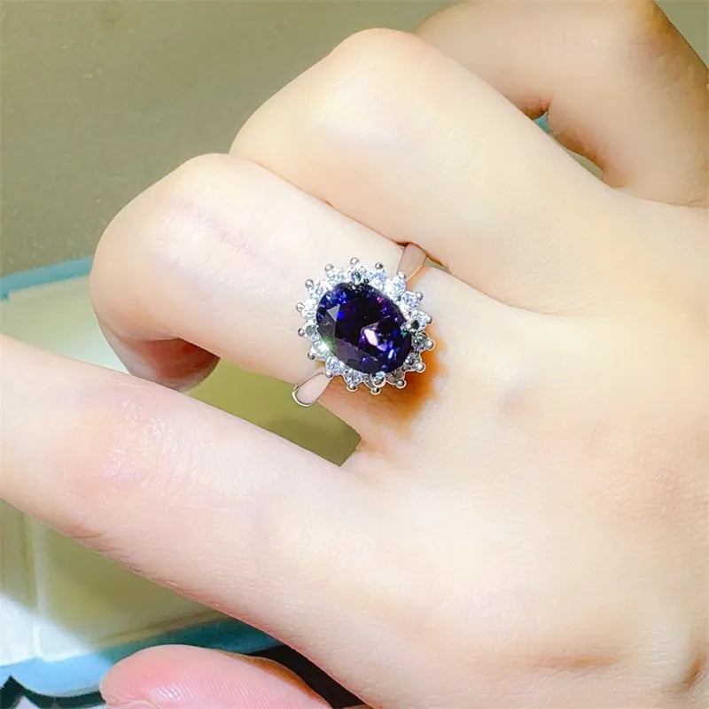 2 Carat Sterling Silver Oval Moissanite Ring in Silver - women's ring