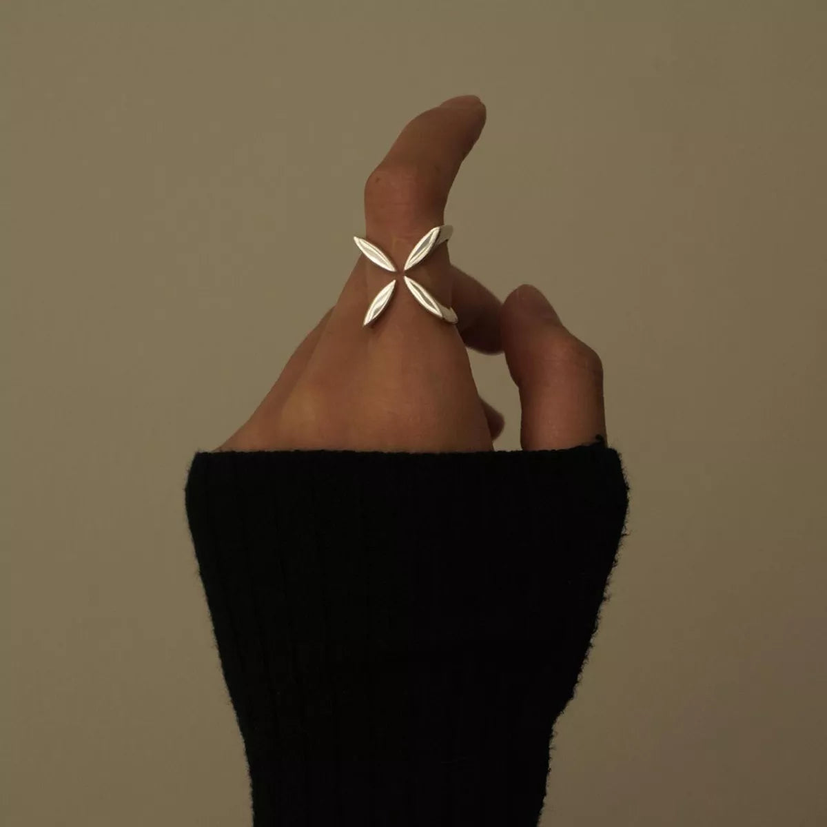 Stainless Steel Crisscross Open Ring - alternate ring view