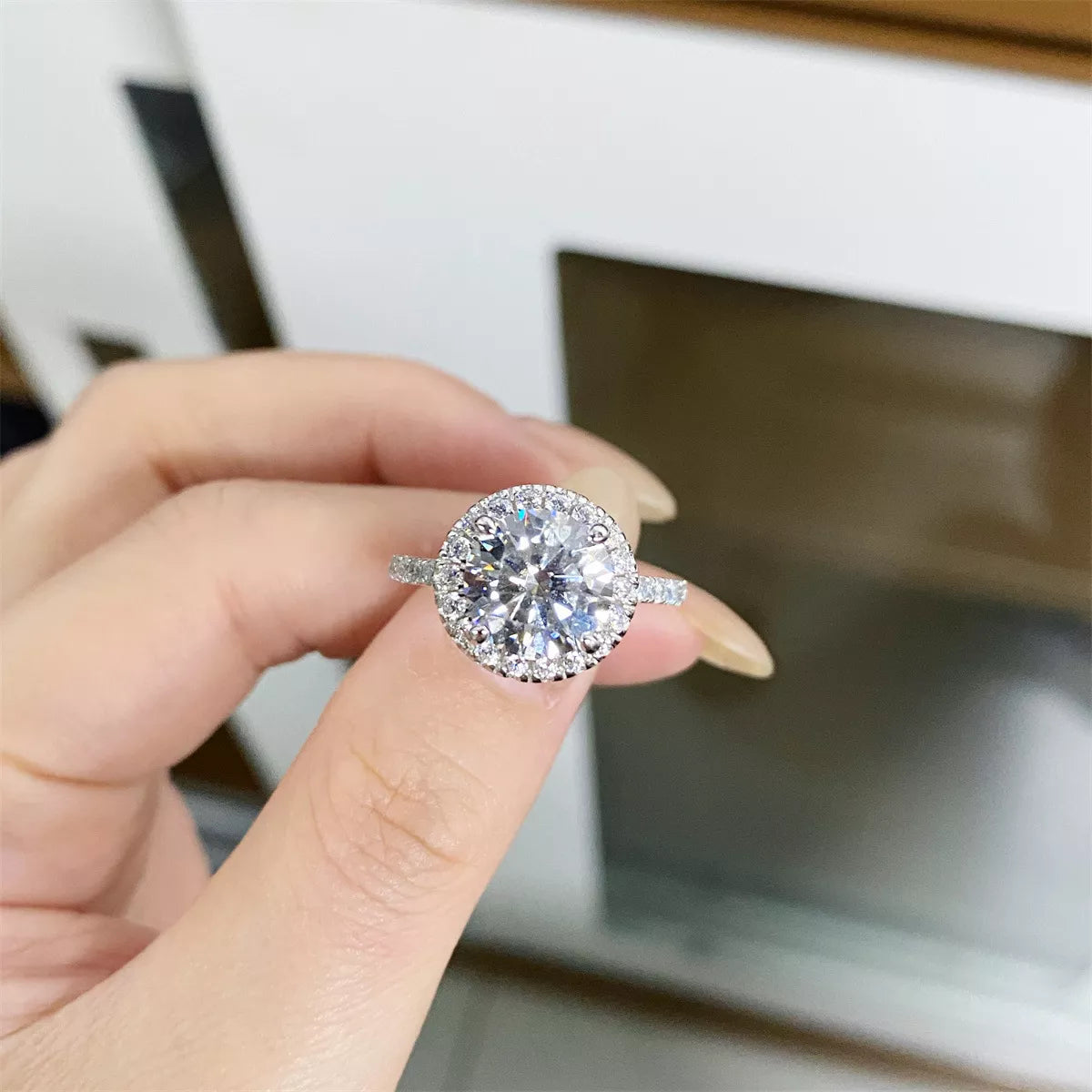 5 Carat Moissanite Sterling Silver Round Ring in Silver - women's ring