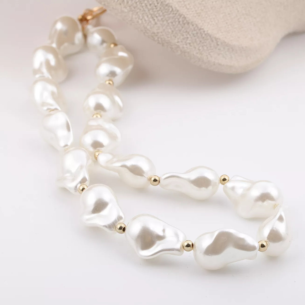 Synthetic Pearl Necklace with Toggle Clasp - alternate necklace view