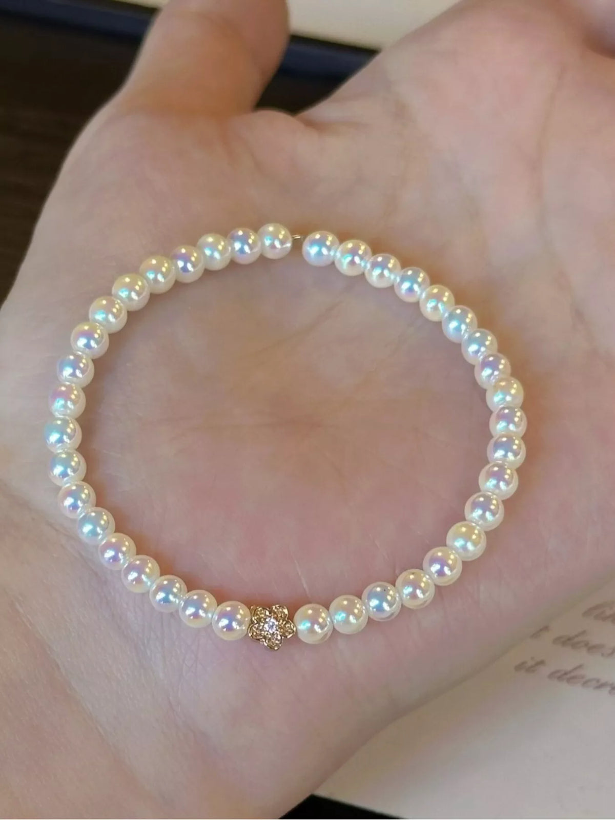 Pearl Bracelet with Floral Accent - alternate jewelry view