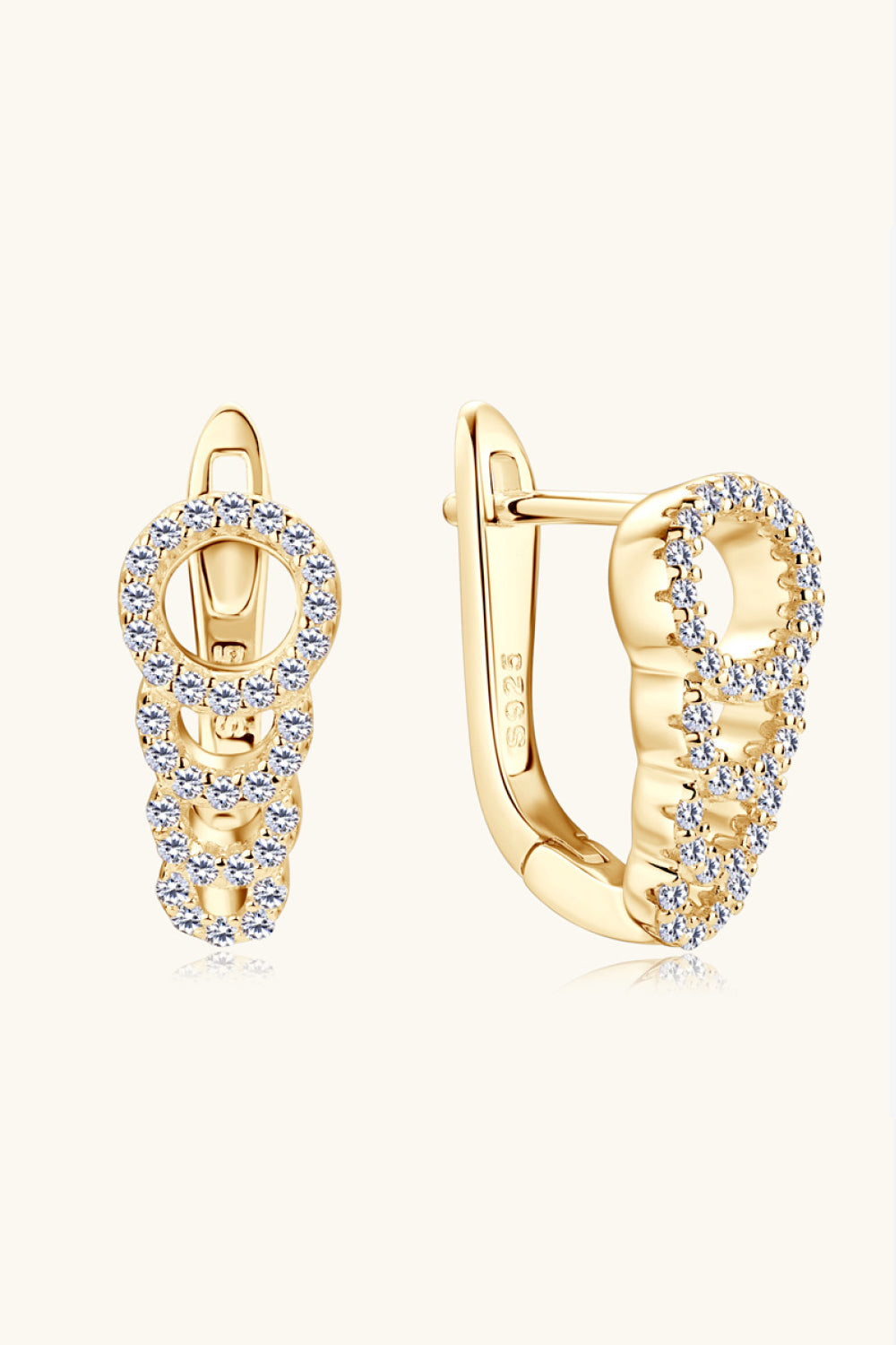 Moissanite Sterling Silver Earrings in Gold - women's earrings