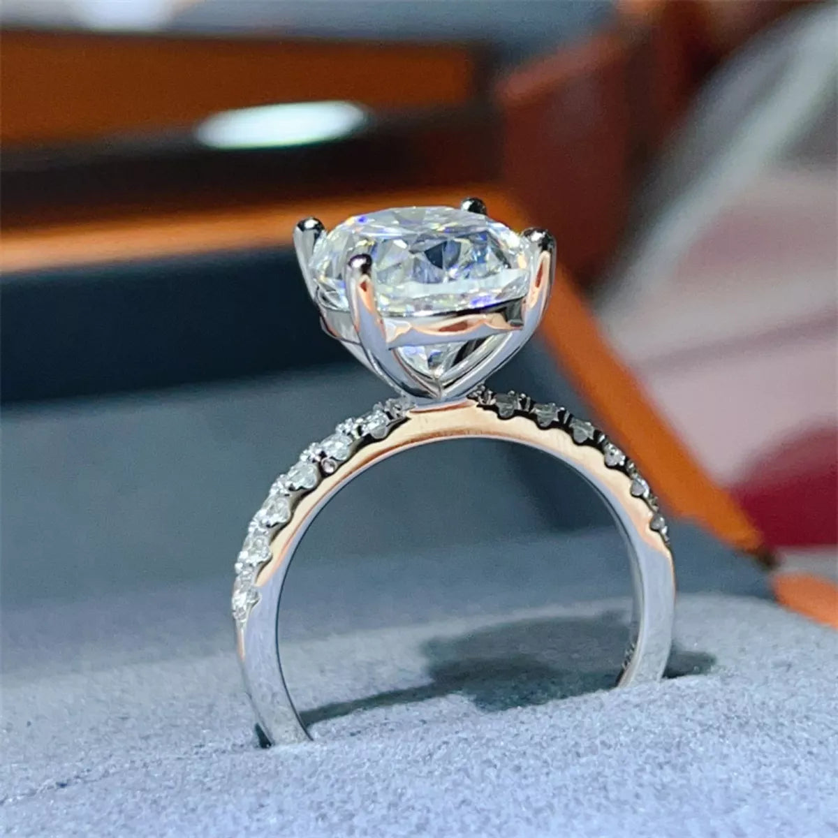 8 Carat Moissanite Sterling Silver Ring in Silver - women's ring